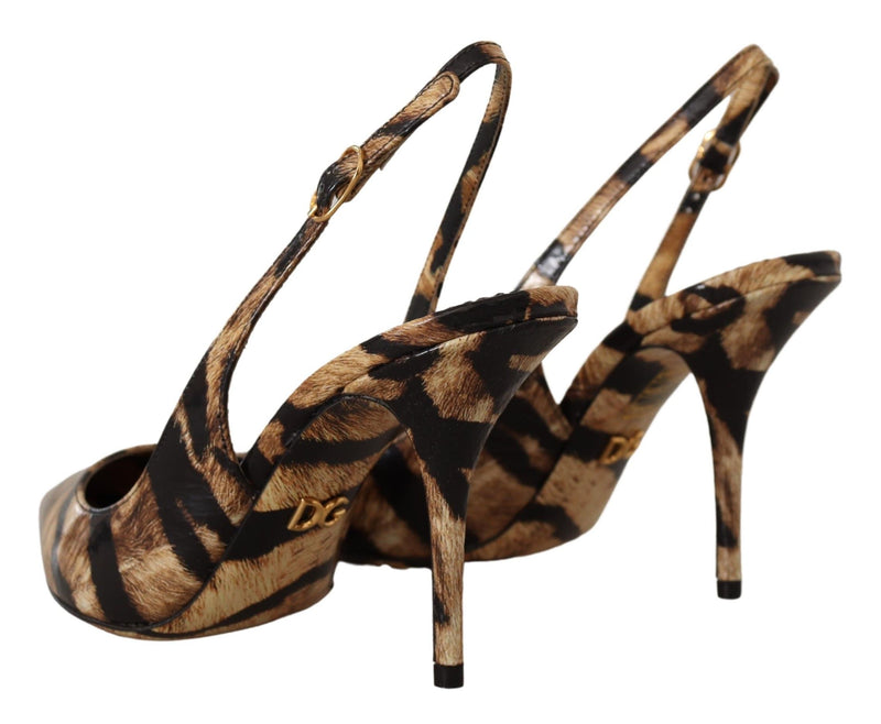 Tiger Pattern Slingback Tacchi pompe