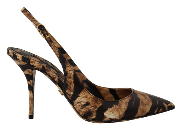 Tiger Pattern Slingback Talons Pumps