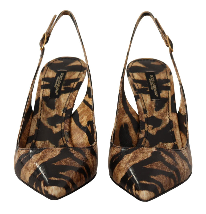 Tiger Pattern Slingback Tacchi pompe