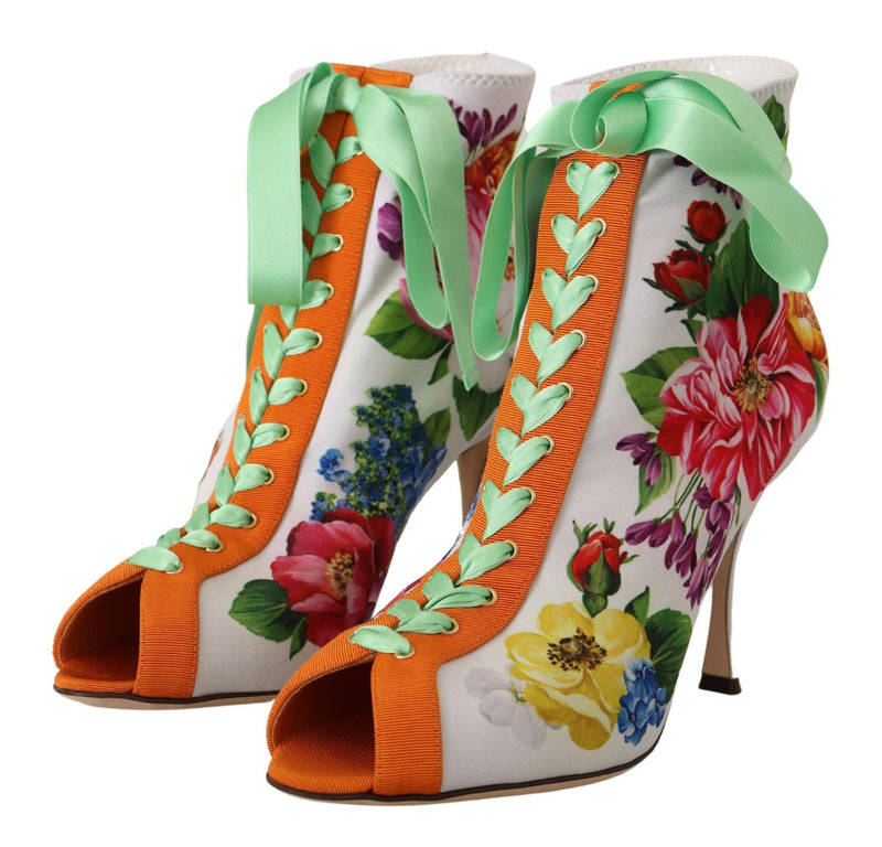 Tacones de jersey de los pies abiertos florales