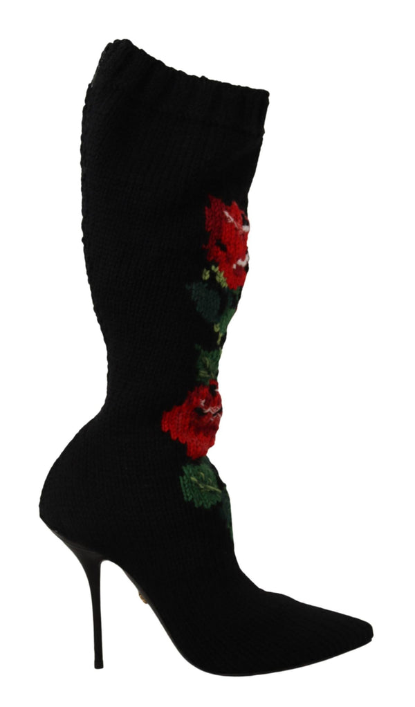 Bottes de chaussettes élégantes avec détail des roses rouges