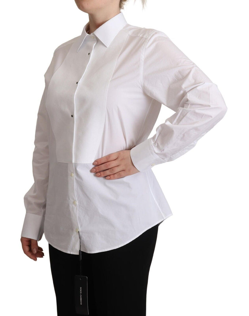 Elegante camisa de vestir de poplina blanca