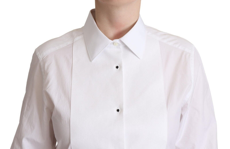 Elegante camisa de vestir de poplina blanca