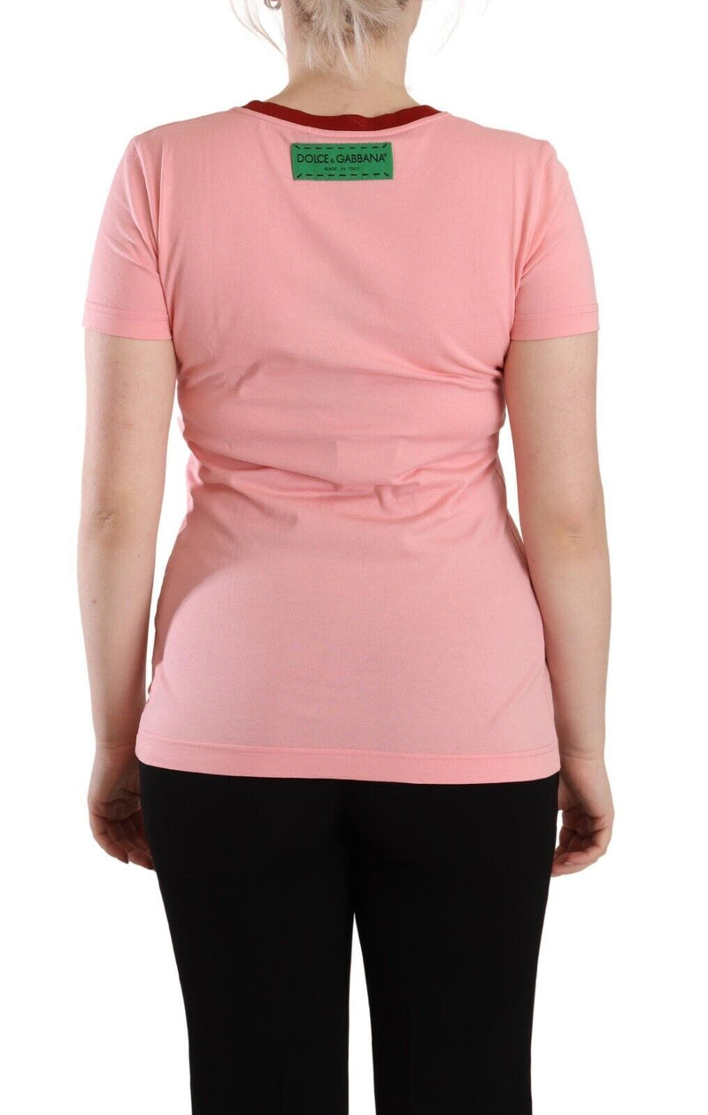 Tee de cuello de tripulación de logotipo rosa elegante