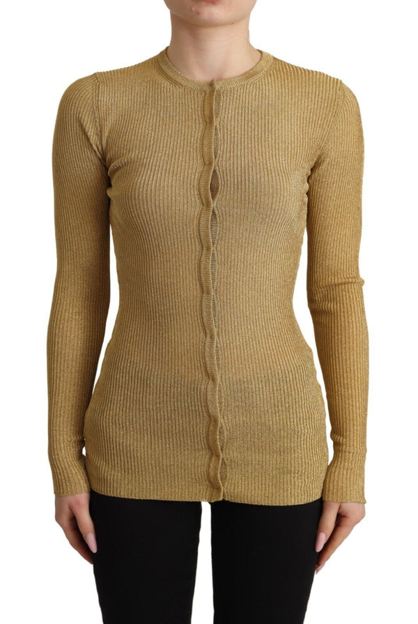 Glamorous Gold Snap-Button Cardigan