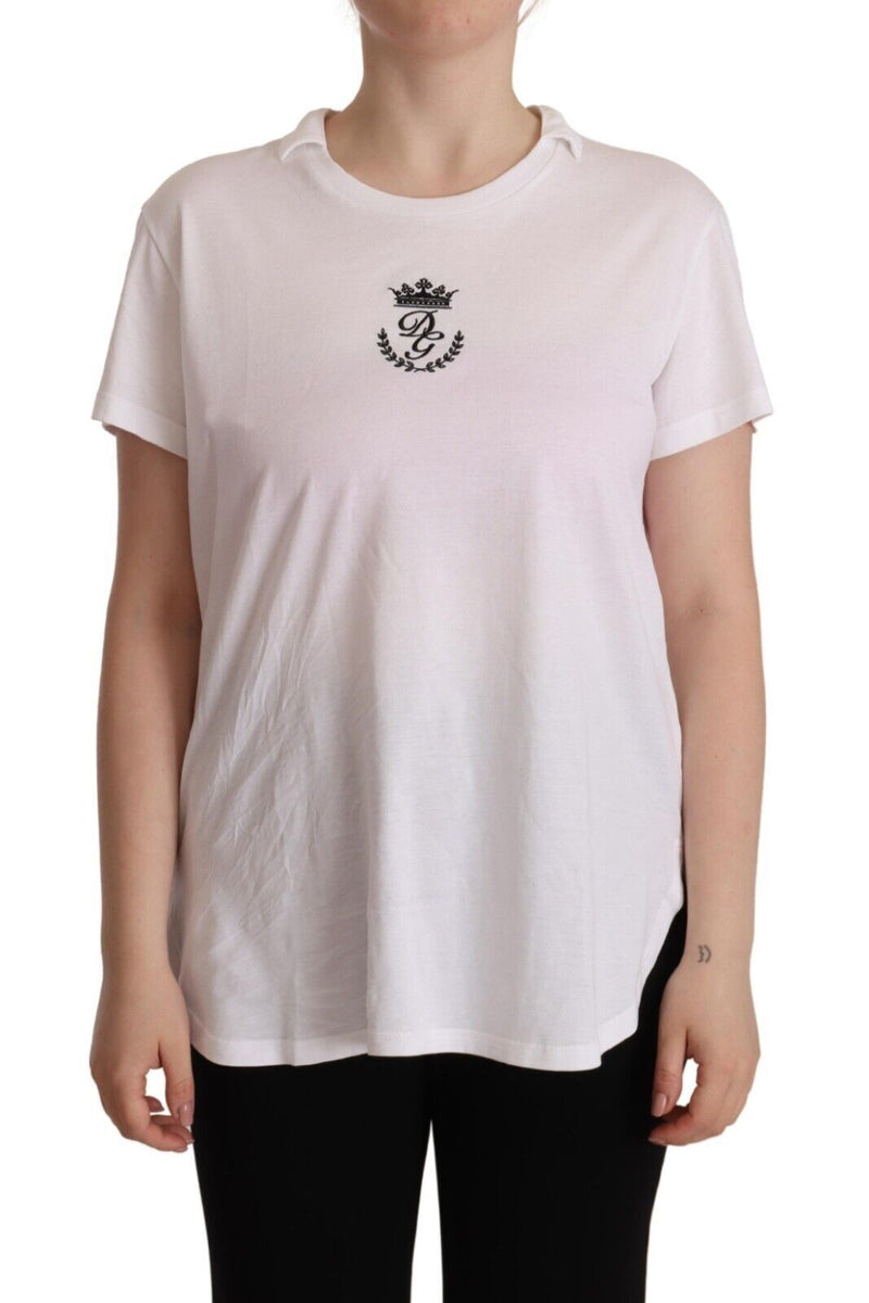 Elegant Collared Crown Print Tee