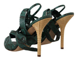 Elegantes tacones de tiras de Python Green Python