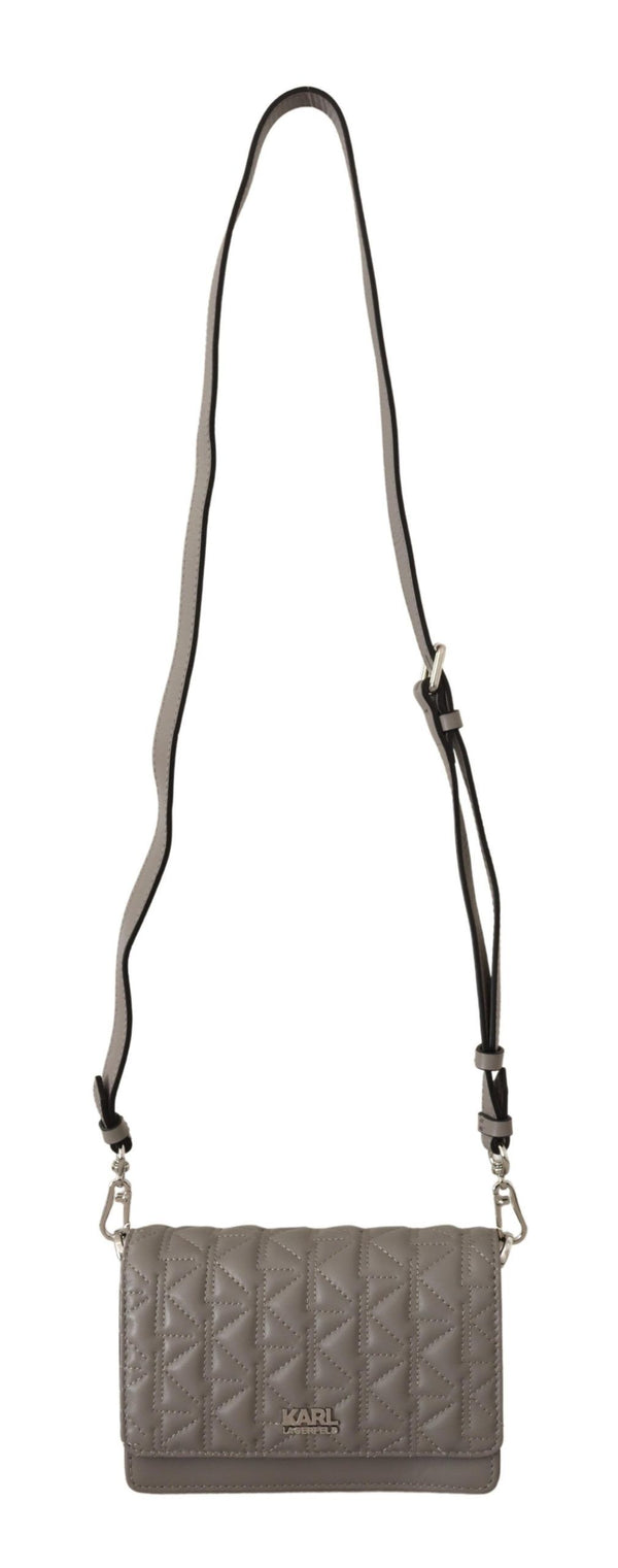 Elegante graue Leder -Crossbody -Tasche