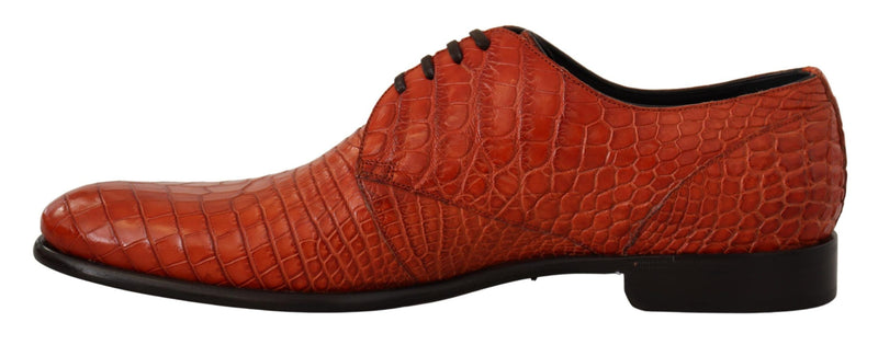 Chaussures robes à lacep en cuir Croc orange exotique