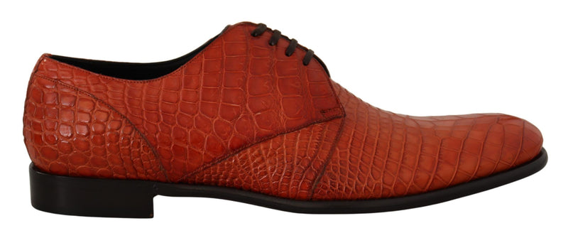 Chaussures robes à lacep en cuir Croc orange exotique