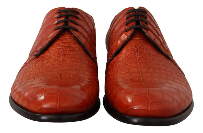 Exotic Orange Croc Leather Laceup Dress Shoes