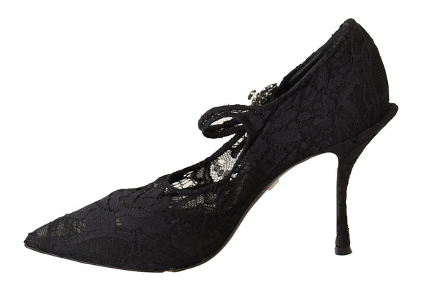 Elegante schwarze Spitze Stilettopumpen