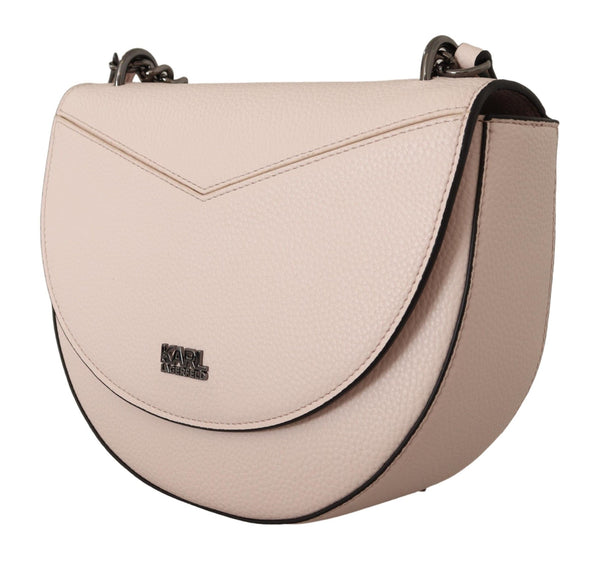 Elegante borsa a tracolla in pelle rosa chiaro malva