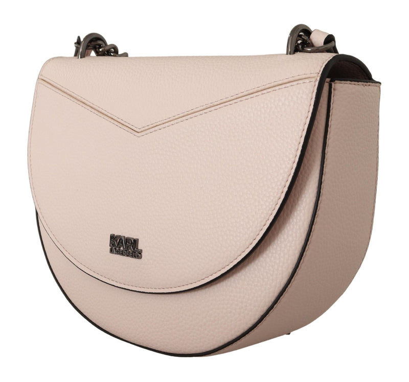 Bolso de hombro de cuero rosa claro elegante malva