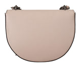 Bolso de hombro de cuero rosa claro elegante malva