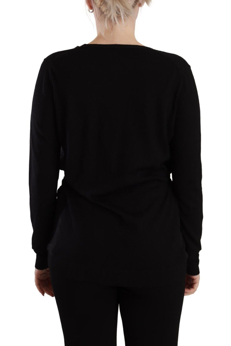 Elegante pullover in lana a V nero