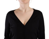 Elegante pullover in lana a V nero