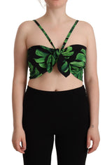 Elegante halter de hojas de hojas top cortadas