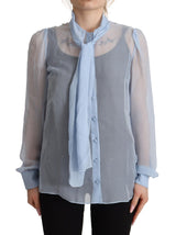 Elegante blusa de cuello ascot de seda