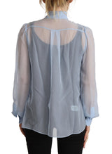 Elegante blusa de cuello ascot de seda