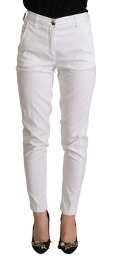 Pantalones blancos de cintura media blanca delgada