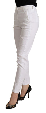 Pantalones blancos de cintura media blanca delgada