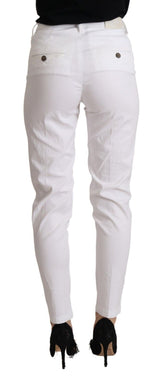 Pantalones blancos de cintura media blanca delgada