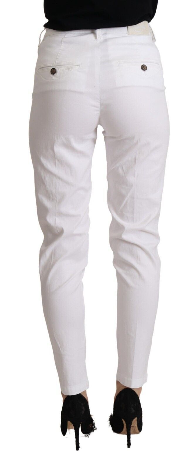 Pantalon skinny de taille blanche blanche chic