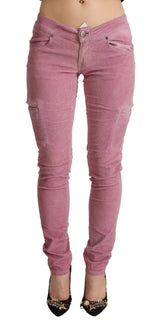 Jean skinny à taille basse rose chic