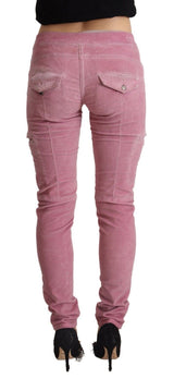 Jeans magri chic rosa a bassa vita