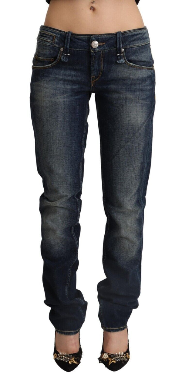 Schick dunkelblaue niedrige Taille Skinny Jeans