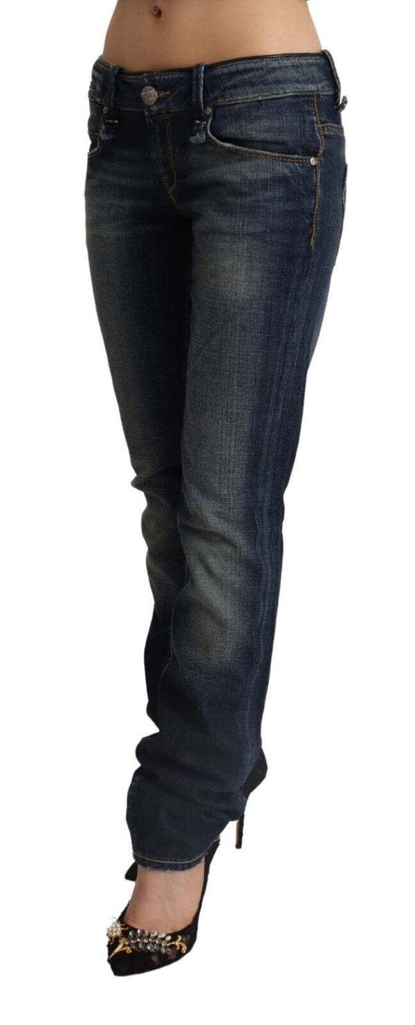 Schick dunkelblaue niedrige Taille Skinny Jeans