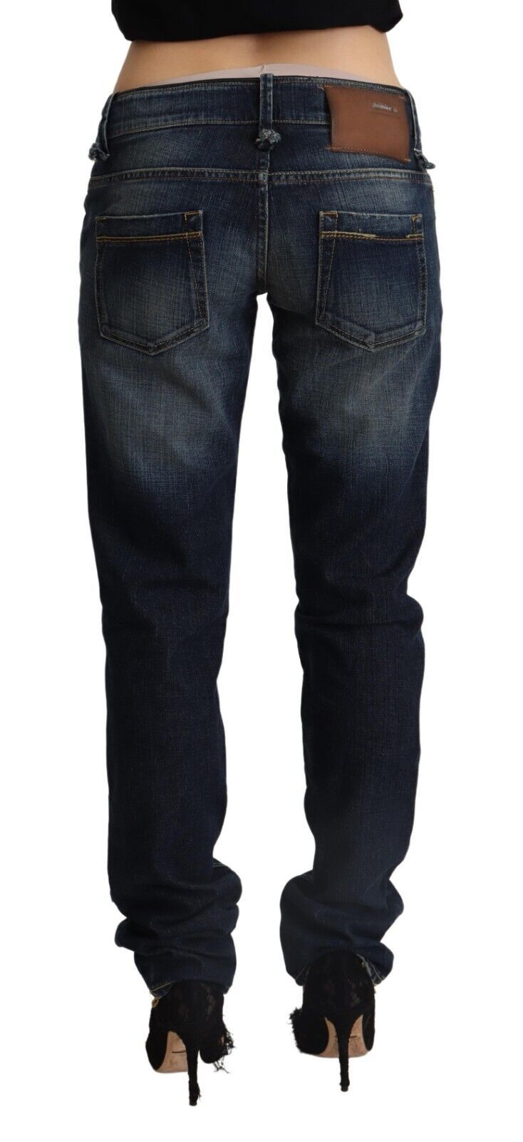 Schick dunkelblaue niedrige Taille Skinny Jeans