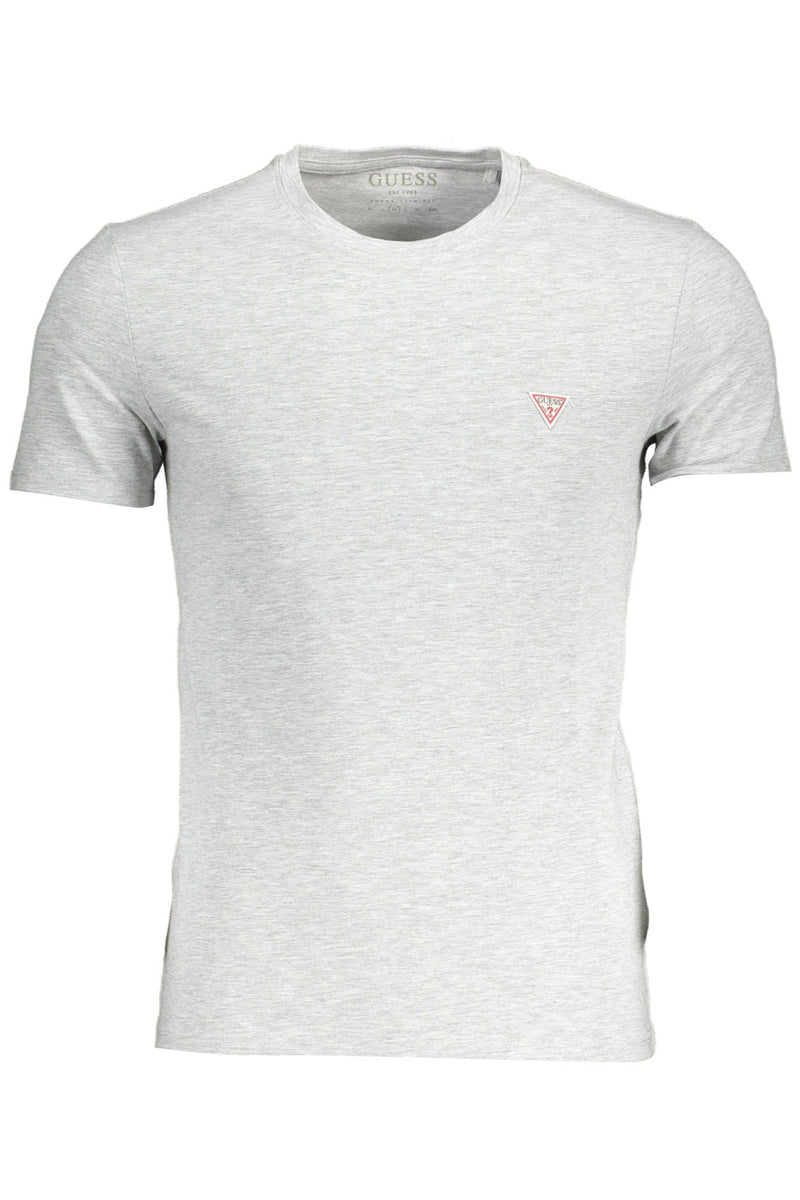 Essentielles graues Crew -Nacken -Logo -T -Shirt