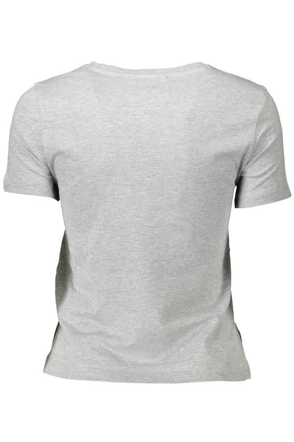 Camiseta de cuello de la tripulación impresa gris elegante para ella