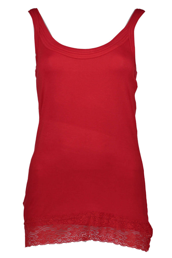 Camiseta de tanque de inserto de encaje rojo elegante