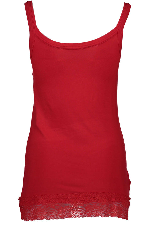 Camiseta de tanque de inserto de encaje rojo elegante