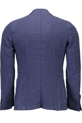 Elegante Leinen klassische Jacke - ruhig blau