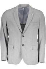 Elegante graue Wollmischjacke