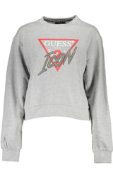 Elegant Gray Rhinestone Embellished Sweatshirt