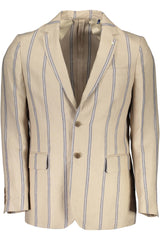 Classic Linen Single-Breast Beige Jacket