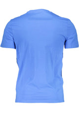 Maglietta di cotone blu slim fit con stampa logo