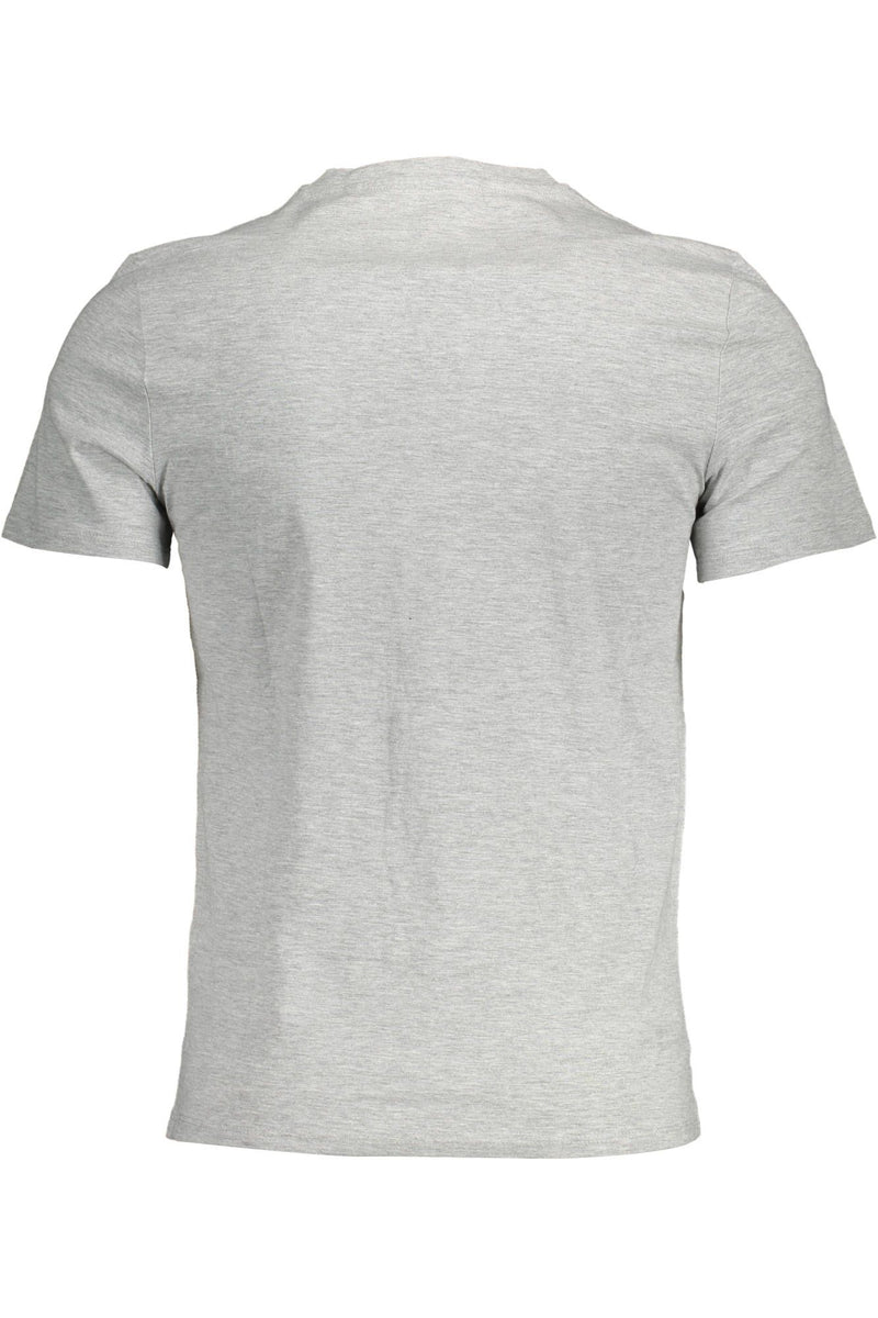 Chic Gray Slim Fit Logo Tee for Men