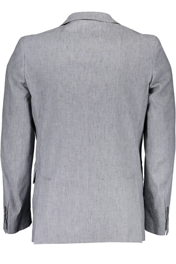 Elegante chaqueta de mezcla de algodón de lino gris