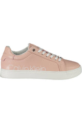 Chic Pink Lace-up Sneakers with Logo Accents