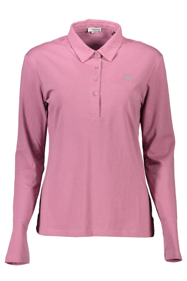 Chic Longärmelte rosa Polo für Frauen