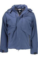 Chaqueta con capucha impermeable clásica azul