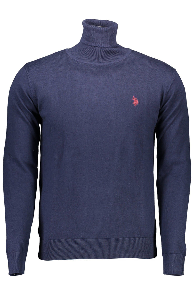 Hochkragen gestickter blauer Pullover