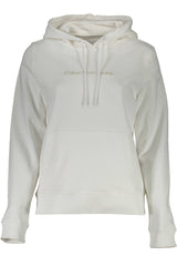 Elegant White Cotton Hooded Sweatshirt