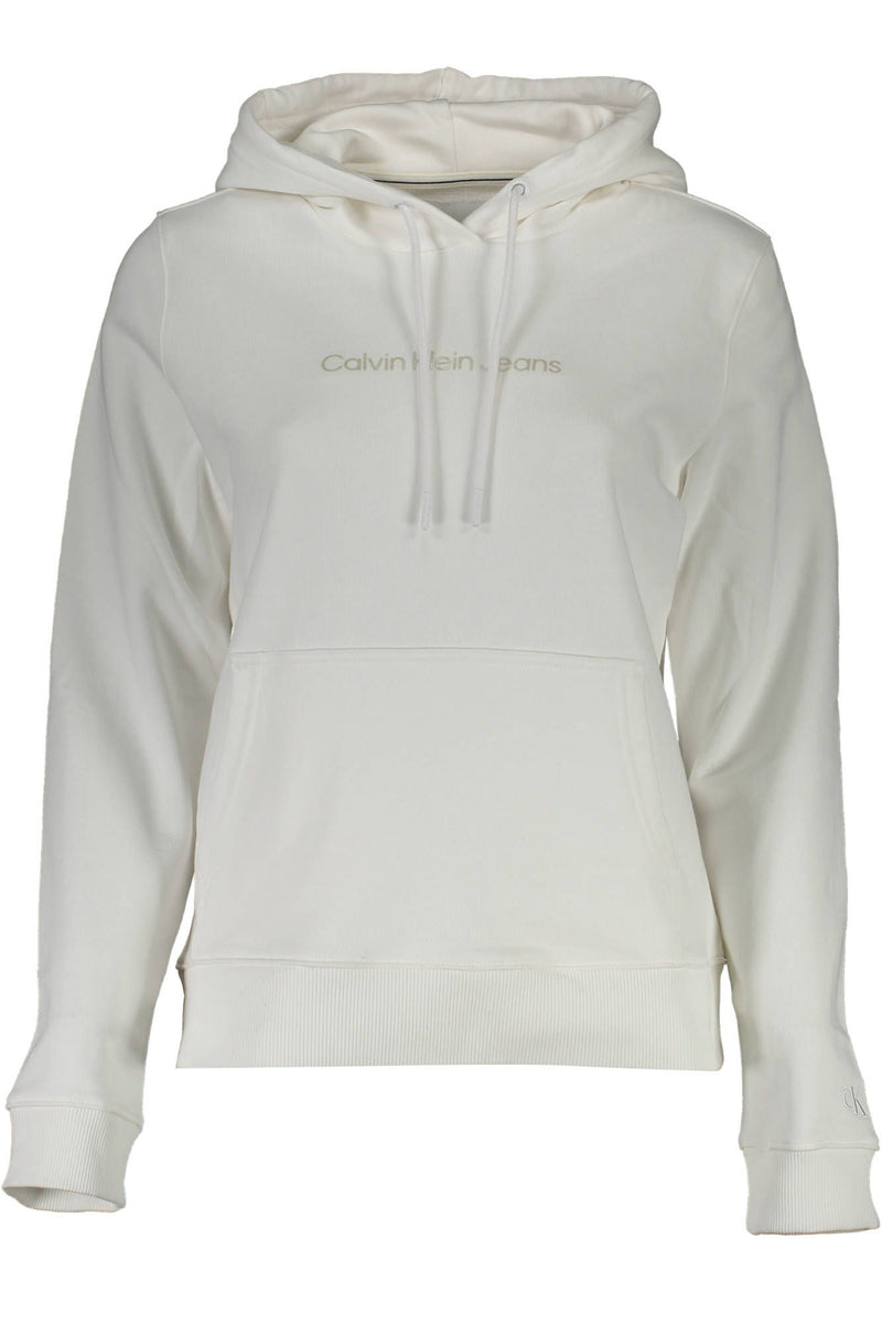 Elegant White Cotton Hooded Sweatshirt